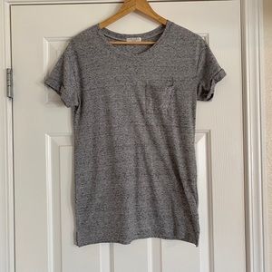 Crew Heather Gray Tee w/Rolled Cuffs + Split Hem